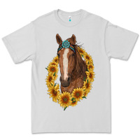 Dove Grey brown horse with gemstone and sunflowers Premium Tee - RanaPortraitStore