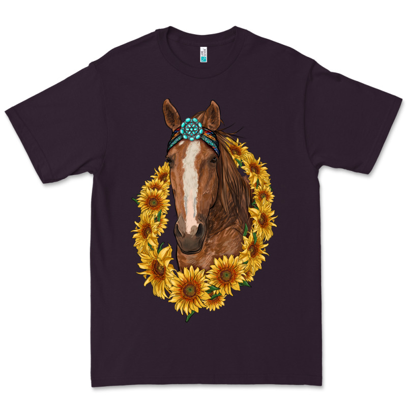 Brown Horse With Gemstone And Sunflowers Premium Tee by RanaPortraitStore | Teevron