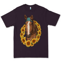 Plum brown horse with gemstone and sunflowers Premium Tee - RanaPortraitStore