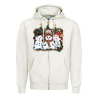 Oatmeal Heather christmas snowman Zipper Hoodie - AdoDesignShop