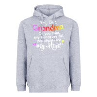 Heather Grey grandma t  shirt yes i'm grandma if you think my hands are full t  shi Heavyweight Hoodie - linhVisuals