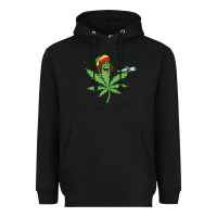 Black Funny Weed Leaf Heavyweight Hoodie - linhVisuals
