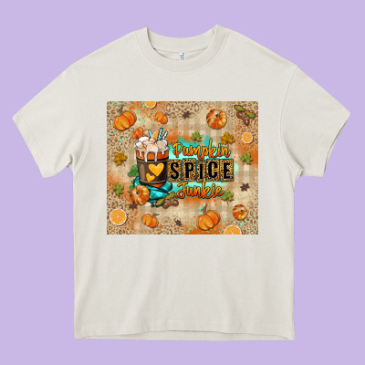 Pumpkin Spice Junkie Heavy Core Tee Designed By Ranaportraitstore