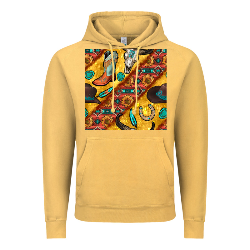 Western Cowboy Bull Skull Seamless Pattern Vintage Hoodie by BundleAndBundleShop | Teevron