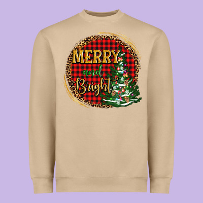 Merry And Bright Christmas Tree Heavyweight Sweatshirt Designed By Adodesignshop