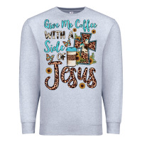 Heather Grey give me coffee with a side of jesus Premium Sweatshirt - JahusDesignShop