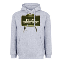 Heather Grey front toward enemy distressed claymore mine military Heavyweight Hoodie - linhVisuals