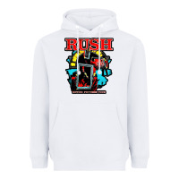 White RUSH MUSIC Heavyweight Hoodie - linhVisuals