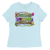 Baby Blue louisiana louisiana louisiana mardi gras Ladies Tee - OliviaCreatesArt
