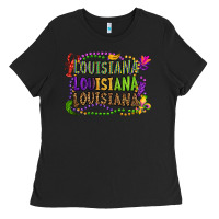 Black louisiana louisiana louisiana mardi gras Ladies Tee - OliviaCreatesArt