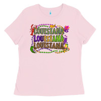 Bubblegum Pink louisiana louisiana louisiana mardi gras Ladies Tee - OliviaCreatesArt