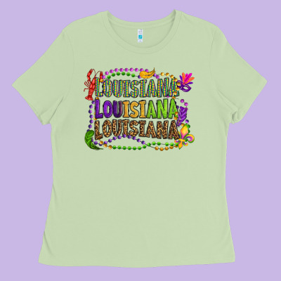 Louisiana Louisiana Louisiana Mardi Gras Ladies Tee Designed By Oliviacreatesart