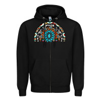 Black western turquoise aztec cowhide serape  rainbows Zipper Hoodie - AdoDesignShop