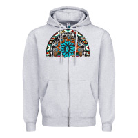 Heather Grey western turquoise aztec cowhide serape  rainbows Zipper Hoodie - AdoDesignShop