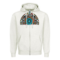 Oatmeal Heather western turquoise aztec cowhide serape  rainbows Zipper Hoodie - AdoDesignShop