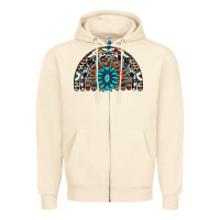Sandshell western turquoise aztec cowhide serape  rainbows Zipper Hoodie - AdoDesignShop