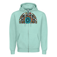 Seafoam western turquoise aztec cowhide serape  rainbows Zipper Hoodie - AdoDesignShop