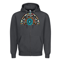 Smoke western turquoise aztec cowhide serape  rainbows Zipper Hoodie - AdoDesignShop