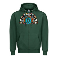 Sports Green western turquoise aztec cowhide serape  rainbows Zipper Hoodie - AdoDesignShop