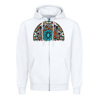 White western turquoise aztec cowhide serape  rainbows Zipper Hoodie - AdoDesignShop