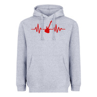 Heather Grey heartbeat electric guitar Heavyweight Hoodie - linhVisuals