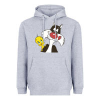 Heather Grey tweety and sylvester Heavyweight Hoodie - linhVisuals