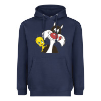 Navy tweety and sylvester Heavyweight Hoodie - linhVisuals
