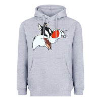 Heather Grey sylvester  face Heavyweight Hoodie - linhVisuals