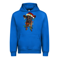 Cobalt highland cow calf with christmas lights Urban Hoodie - RanaPortraitStore