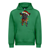 Emerald highland cow calf with christmas lights Urban Hoodie - RanaPortraitStore