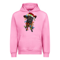 Fuchsia Pink highland cow calf with christmas lights Urban Hoodie - RanaPortraitStore