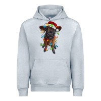 Heather Grey highland cow calf with christmas lights Urban Hoodie - RanaPortraitStore