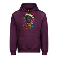 Mauve Wine highland cow calf with christmas lights Urban Hoodie - RanaPortraitStore