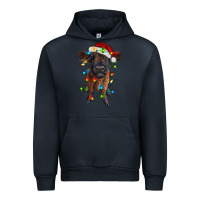 Navy highland cow calf with christmas lights Urban Hoodie - RanaPortraitStore