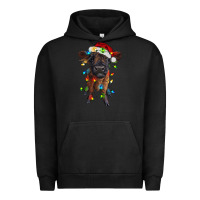 Pigment Black highland cow calf with christmas lights Urban Hoodie - RanaPortraitStore