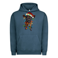 Pigment Midnight Navy highland cow calf with christmas lights Urban Hoodie - RanaPortraitStore