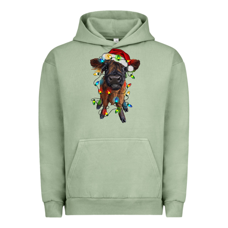 Highland Cow Calf With Christmas Lights Urban Hoodie by RanaPortraitStore | Teevron