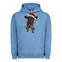 Pigment Pebble Blue highland cow calf with christmas lights Urban Hoodie - RanaPortraitStore
