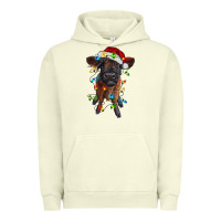 Pigment Pistachio highland cow calf with christmas lights Urban Hoodie - RanaPortraitStore