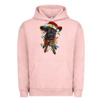 Pigment Salmon highland cow calf with christmas lights Urban Hoodie - RanaPortraitStore