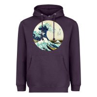 Plum great wave Heavyweight Hoodie - linhVisuals