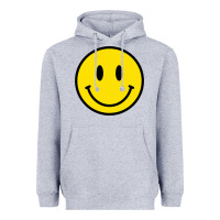 Heather Grey vintage retro happy smiley face 80's 90's aesthetic sweatshirt Heavyweight Hoodie - linhVisuals