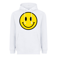 White vintage retro happy smiley face 80's 90's aesthetic sweatshirt Heavyweight Hoodie - linhVisuals