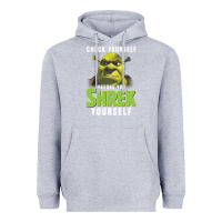 Heather Grey sh.rek check yourself before you sh.rek yourself t shirt Heavyweight Hoodie - linhVisuals
