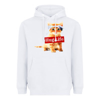 White hug life kitty cat Heavyweight Hoodie - linhVisuals