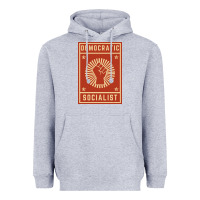 Heather Grey democratic socialist Heavyweight Hoodie - linhVisuals