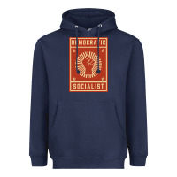 Navy democratic socialist Heavyweight Hoodie - linhVisuals