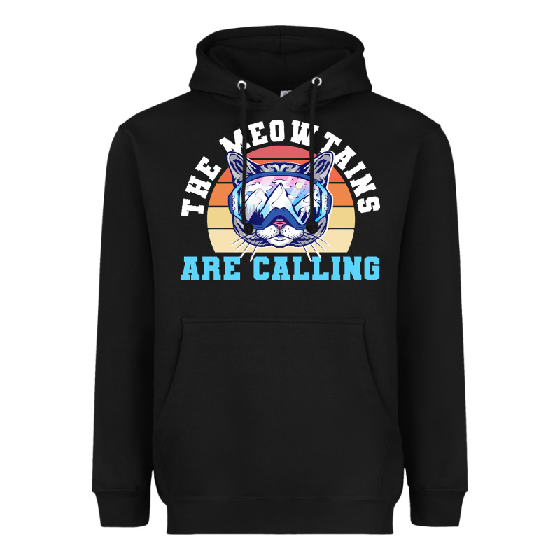 Skiing T  Shirt Ski Goggles Cat The Meowtains Are Calling Skier Winter Heavyweight Hoodie by linhVisuals | Teevron