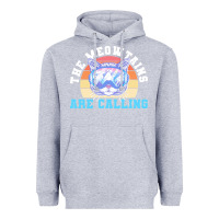 Heather Grey skiing t  shirt ski goggles cat the meowtains are calling skier winter Heavyweight Hoodie - linhVisuals