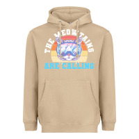 Mushroom skiing t  shirt ski goggles cat the meowtains are calling skier winter Heavyweight Hoodie - linhVisuals